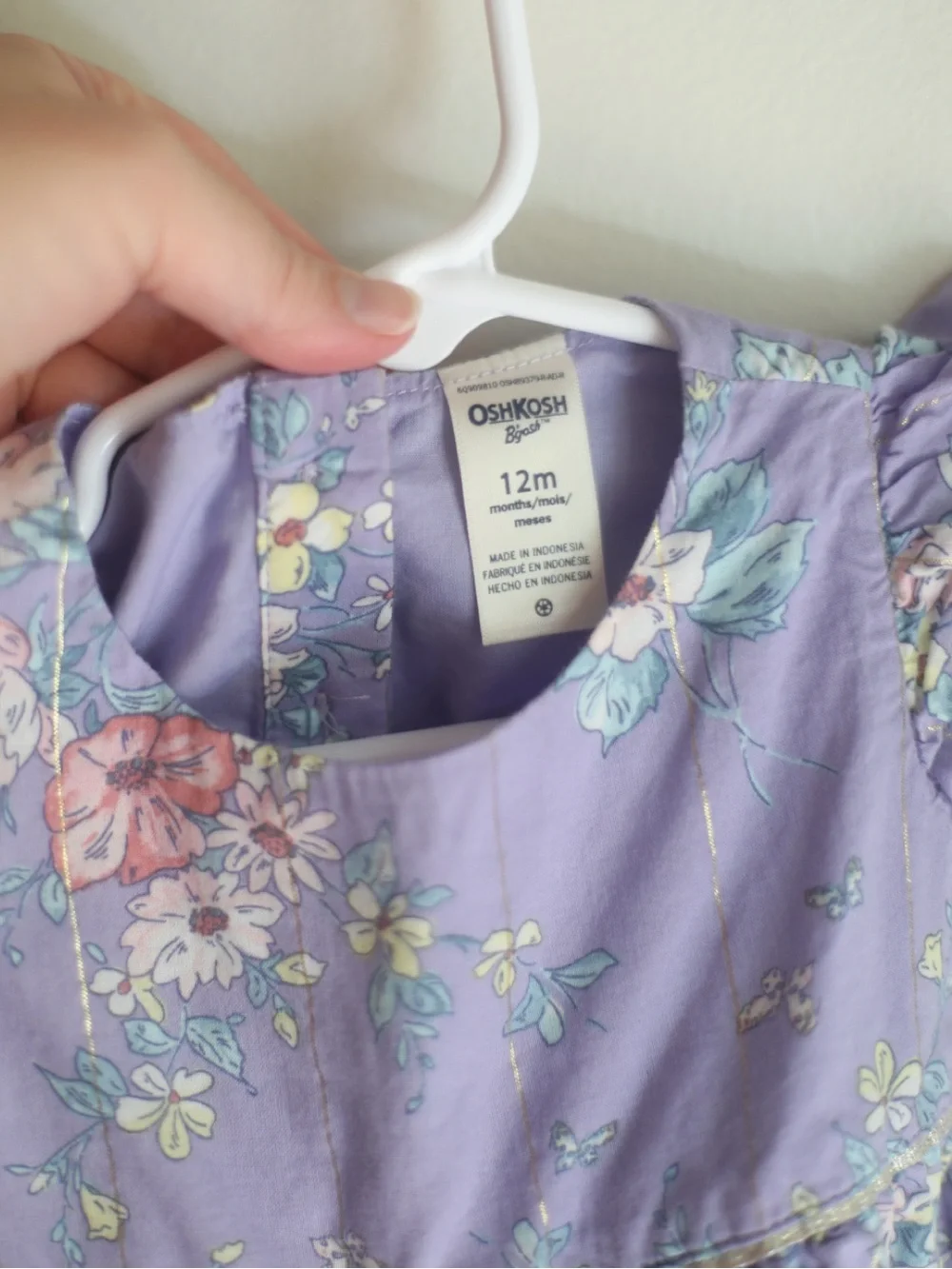 OshKosh B'gosh Lavender Floral Ruffle-Sleeve Dress 12m Girls Toddler Children’s